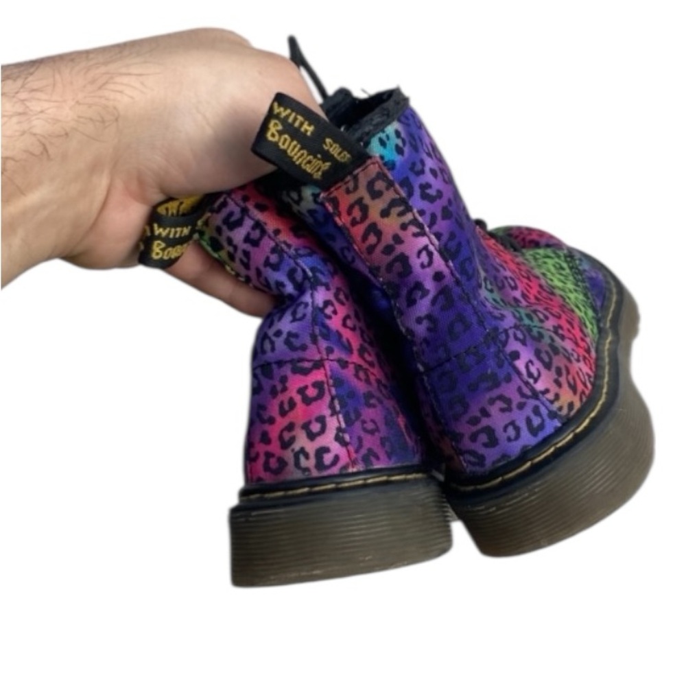 Dr. Martens Delaney Kids' Psyche Leopard print canvas boots Size 5 - Picture 2 of 10